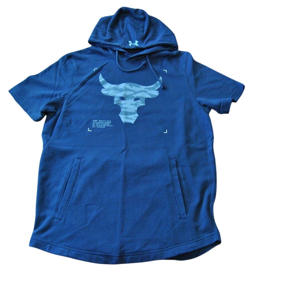Project Rock's Brahma Bull Blue Short Sleeve Hoodie Medium